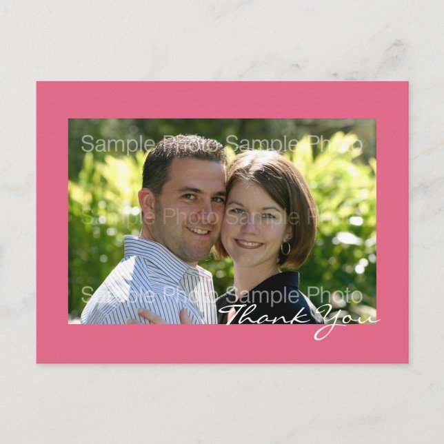 Pink Custom Foto Wedding Danke Postkarte (Vorderseite)