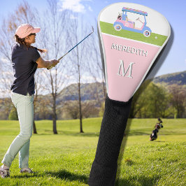 Pink Custom Golf Cart Clubs Monogram Name Headcover