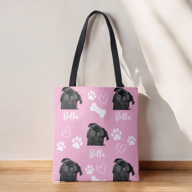Pink Custom Liebe Paw Print Dog Lover Pet Foto Tasche (Von Creator hochgeladen)