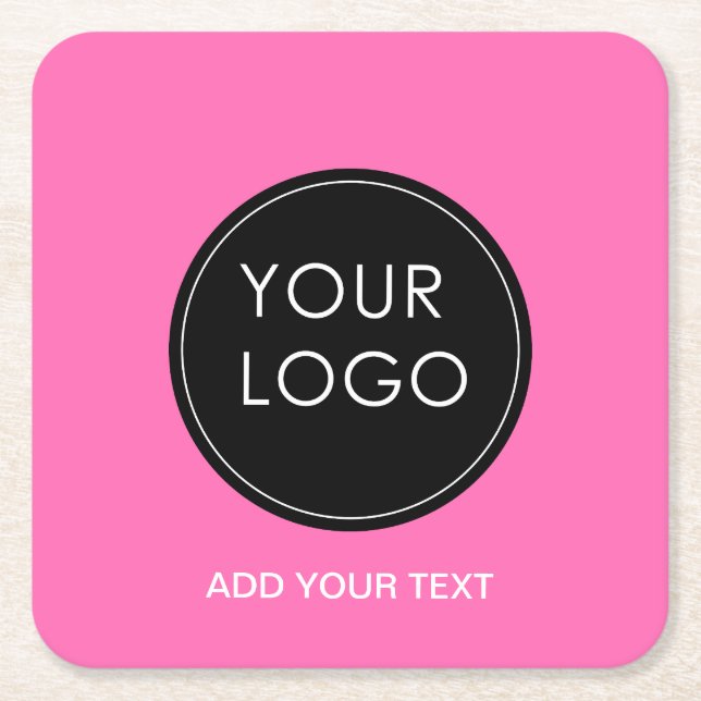 Pink Custom Logo Company Rechteckiger Pappuntersetzer (Vorderseite)