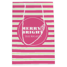 Pink Custom Merry & Bright Weihnachten Mittlere Geschenktüte
