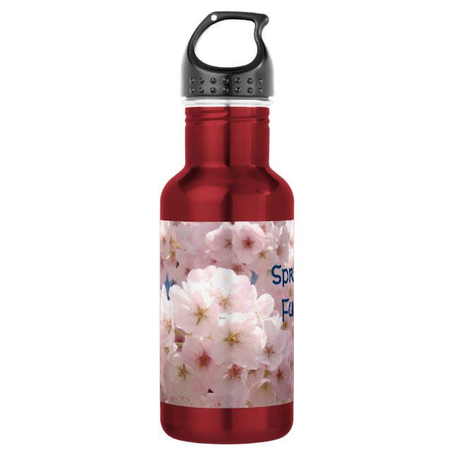 Pink Custom Spring Fun Blüten Trinkflasche (Vorderseite)