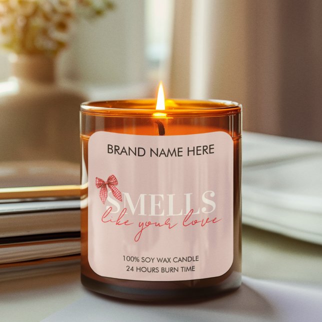 Pink Custom Valentine's Day Candle Label Quadratischer Aufkleber (Von Creator hochgeladen)