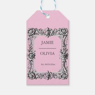PINK Custom Victorian Scroll Frame  – wedding Geschenkanhänger