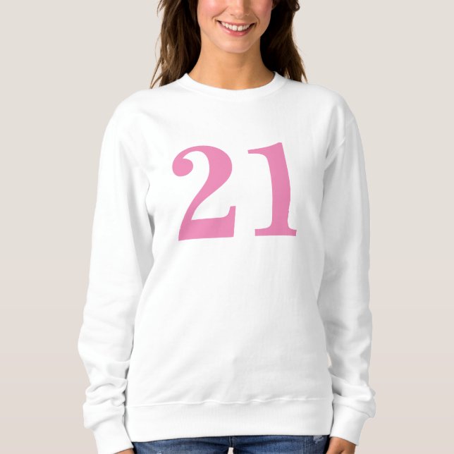 Pink Customizing Number Basic Long Sleeve T - Shir Sweatshirt (Vorderseite)