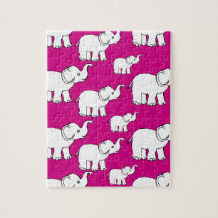 Pink Cute Animal Pattern Cartoon elephant Pattern