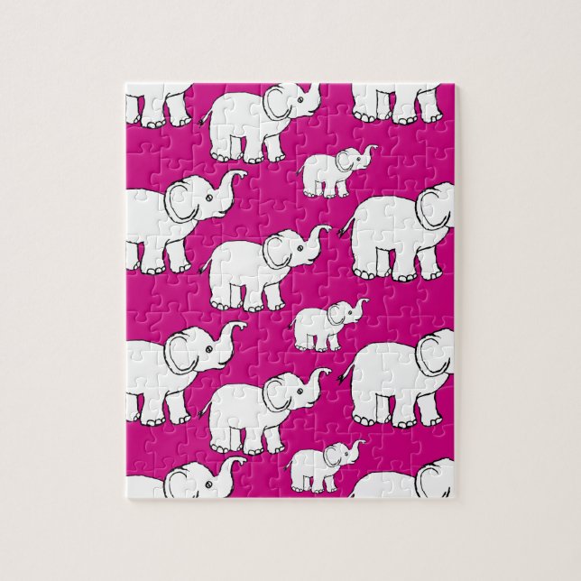 Pink Cute Animal Pattern Cartoon elephant Pattern (Vertikal)