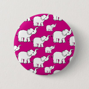 Pink Cute Animal Pattern Cartoon elephant Pattern Button