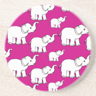 Pink Cute Animal Pattern Cartoon elephant Pattern Getränkeuntersetzer