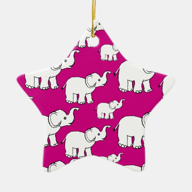 Pink Cute Animal Pattern Cartoon elephant Pattern Keramik Ornament (Vorne)