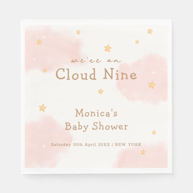 Pink Cute Cloud Nine Girl Baby Dusche Serviette (Vorderseite)