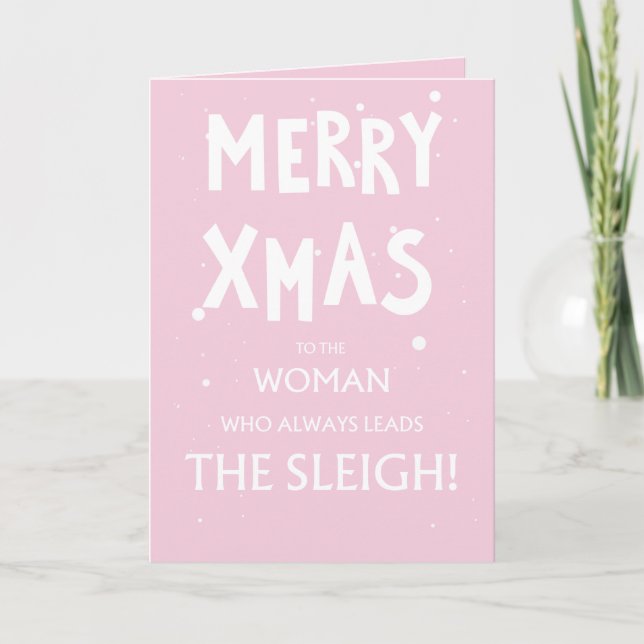Pink, cute, sassy Christmas Card for women Karte (Vorderseite)