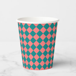 Pink Cyan Checker Diamond Pattern Pappbecher