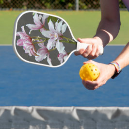 Pink Cymbidium Insigne Orchids Floral Pickleball Schläger