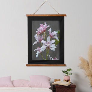 Pink Cymbidium Insigne Orchids Floral Wandteppich Mit Holzrahmen
