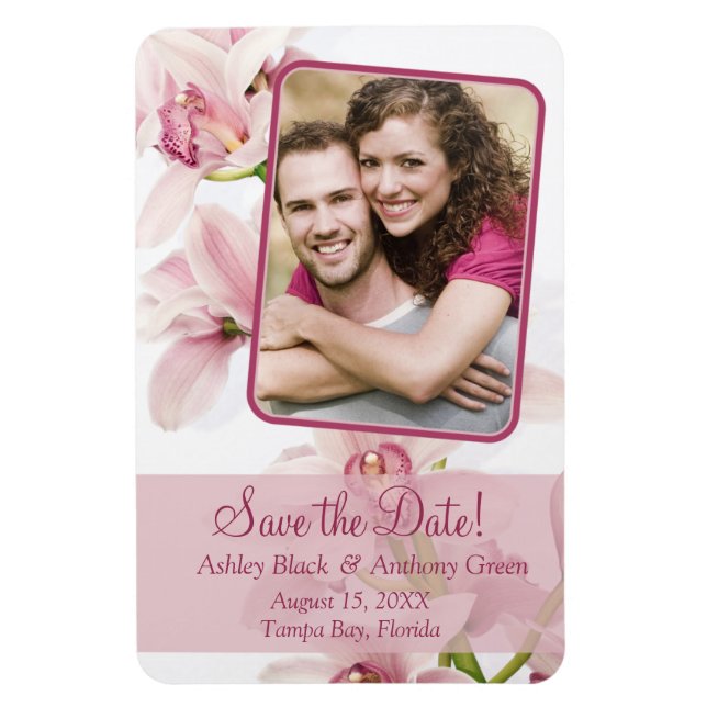 Pink Cymbidium Orchid Blumenzauber Foto Magnet (Vertikal)