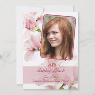 Pink Cymbidium Orchid Foto Abschluss Einladung