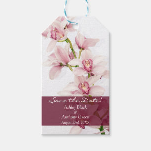 Pink Cymbidium Orchid Foto Hochzeit speichern Sie Geschenkanhänger