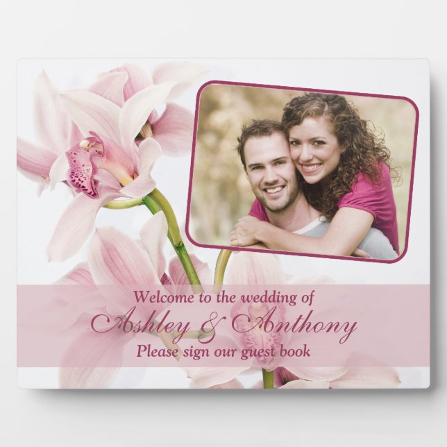 Pink Cymbidium Orchid Wedding Foto Schilder Plaque Fotoplatte (Vorderseite)