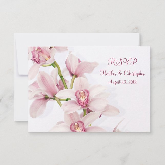Pink Cymbidium Orchid Wedding Reply RSVP Card (Vorderseite)