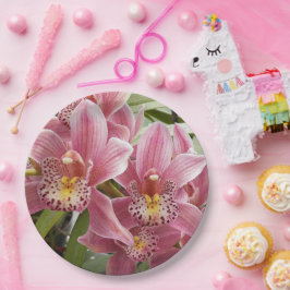 Pink Cymbidium Orchids Floral Pappteller