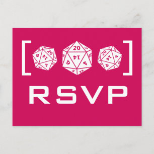 Pink D20 Dice Gamer UAWG Postcard Einladungspostkarte