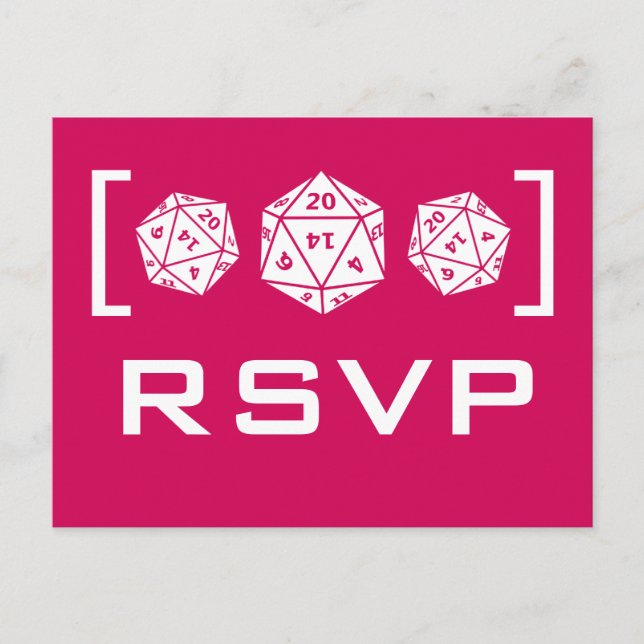 Pink D20 Dice Gamer UAWG Postcard Einladungspostkarte (Vorderseite)