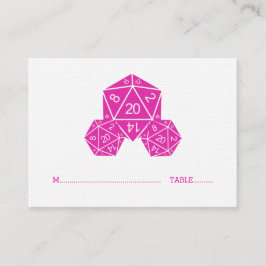 Pink D20 Dice Wedding Platzkarte