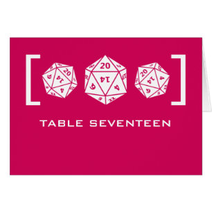 Pink D20 Würfel Gamer Tischnummer Card