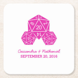 Pink D20 Würfel Hochzeitspapier-Untersetzer Rechteckiger Pappuntersetzer
