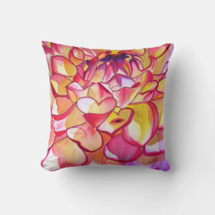Pink Dahlia Aquarellkunst abstrakte Blume Kissen