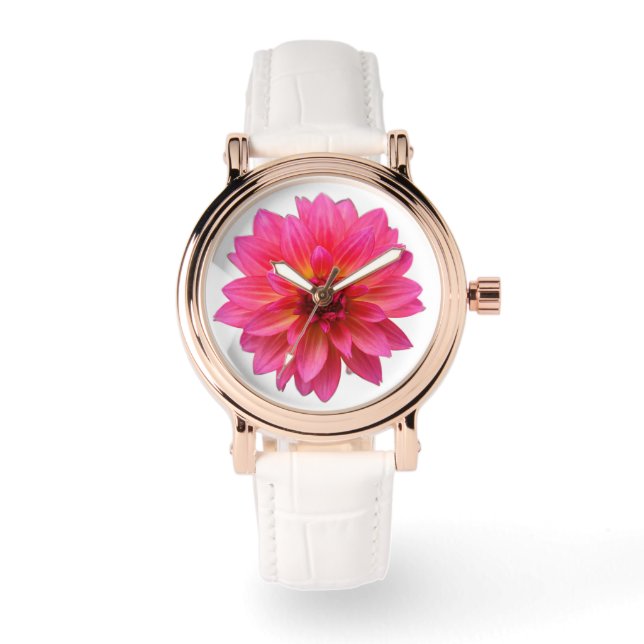 Pink Dahlia Armbanduhr (Vorderseite)