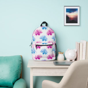 Pink Dahlia, Blue Dahla, Blumenmuster, Blume Bedruckter Rucksack
