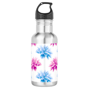 Pink Dahlia, Blue Dahla, Blumenmuster, Blume Edelstahlflasche