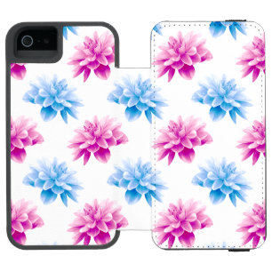 Pink Dahlia, Blue Dahla, Blumenmuster, Blume Incipio Watson™ iPhone 5 Geldbörsen Hülle