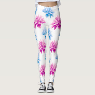 Pink Dahlia, Blue Dahla, Blumenmuster, Blume Leggings