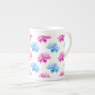 Pink Dahlia, Blue Dahla, Blumenmuster, Blume Prozellantasse