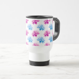 Pink Dahlia, Blue Dahla, Blumenmuster, Blume Reisebecher