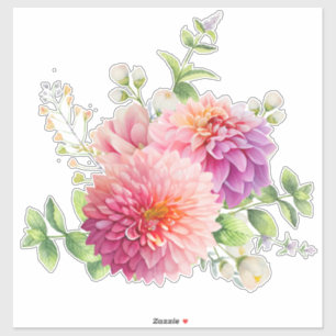 Pink Dahlia Blume Aufkleber