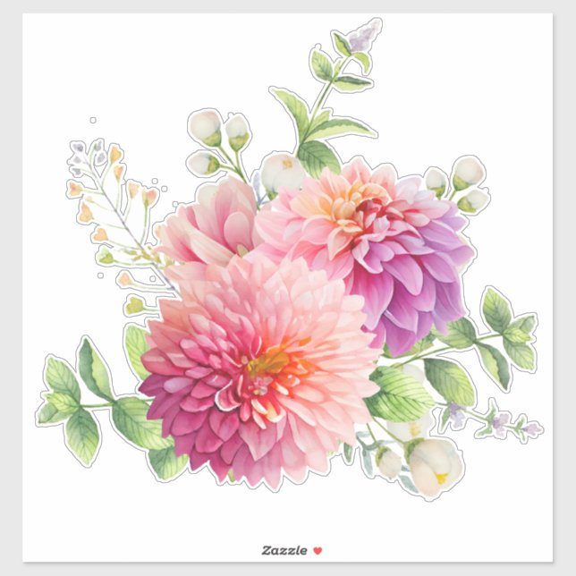Pink Dahlia Blume Aufkleber (Blatt)