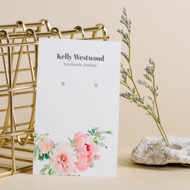Pink Dahlia Blume Blossom Earring Display Card Visitenkarte (Von Creator hochgeladen)