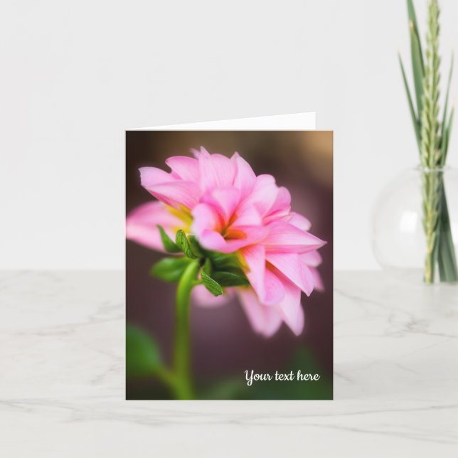 Pink Dahlia Faltkarte Karte (Vorderseite)