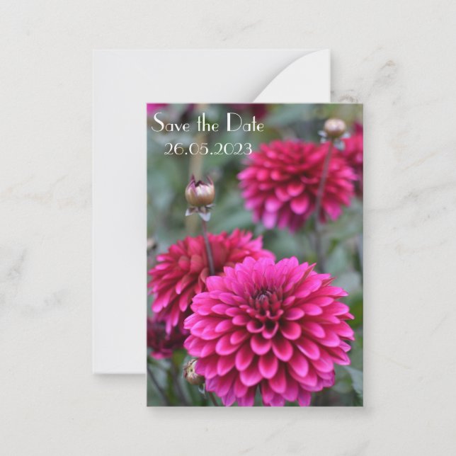 Pink Dahlia Floral Fotografie Save the Date Mitteilungskarte (Vorderseite)