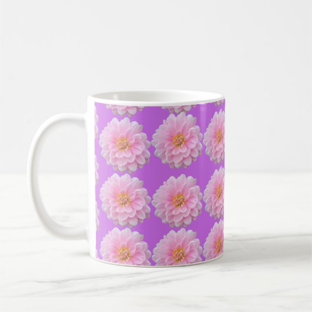 Pink Dahlia Flower Pattern Purple Kaffeetasse (Links)