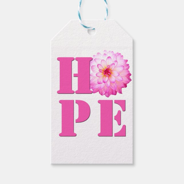 Pink Dahlia Foto HOPE-Geschenkmarke Geschenkanhänger (Vorderseite)