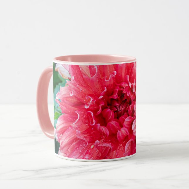 Pink Dahlia Fotografie, kanadische Schönheit Tasse (Vorderseite Links)