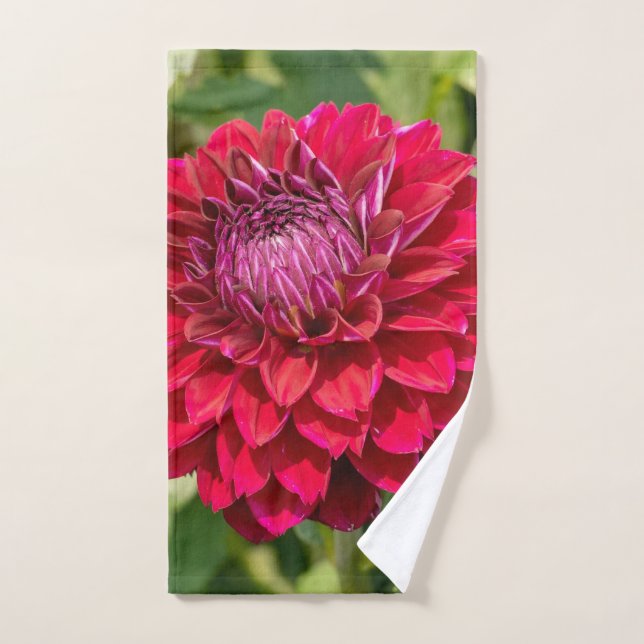 Pink Dahlia Photographie, Fleur canadienne (Serviette à main)