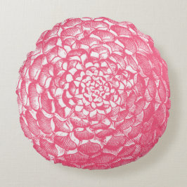 Pink Dahlia Rundes Kissen