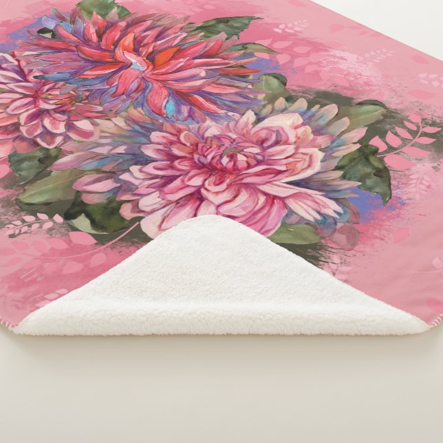 Pink Dahlia Vintage Blume Sherpadecke (3/4)