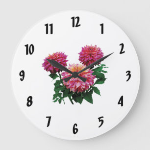 Pink Dahlias, Kidd's Climax Große Wanduhr